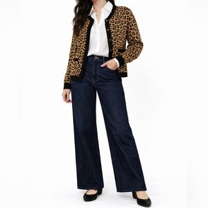 VINTAGE TALLY-HO Leopard Knit Cardigan | M | Tan Black | Indie Sleaze Statement